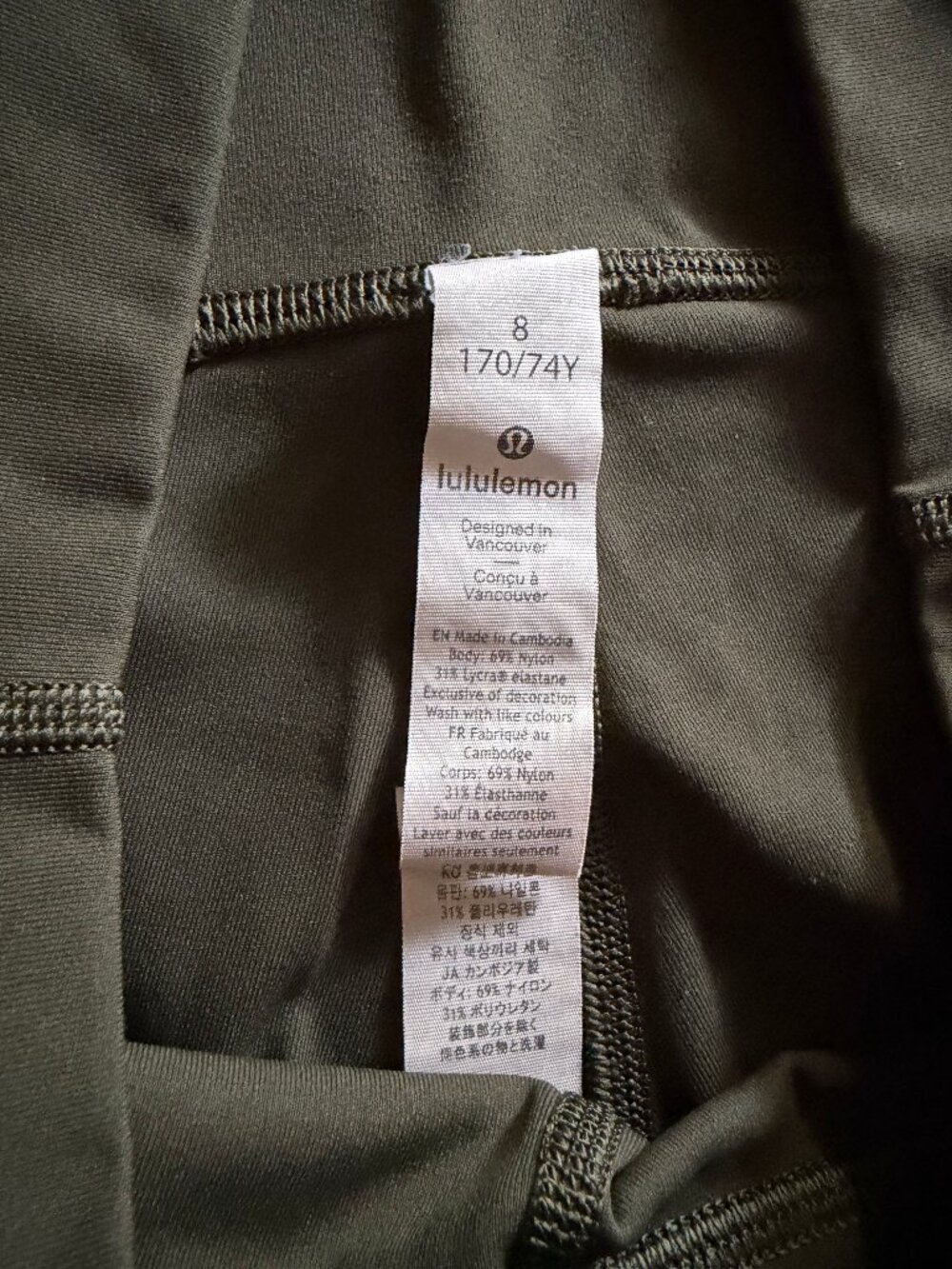 Lululemon Olive Leggings Sz 8